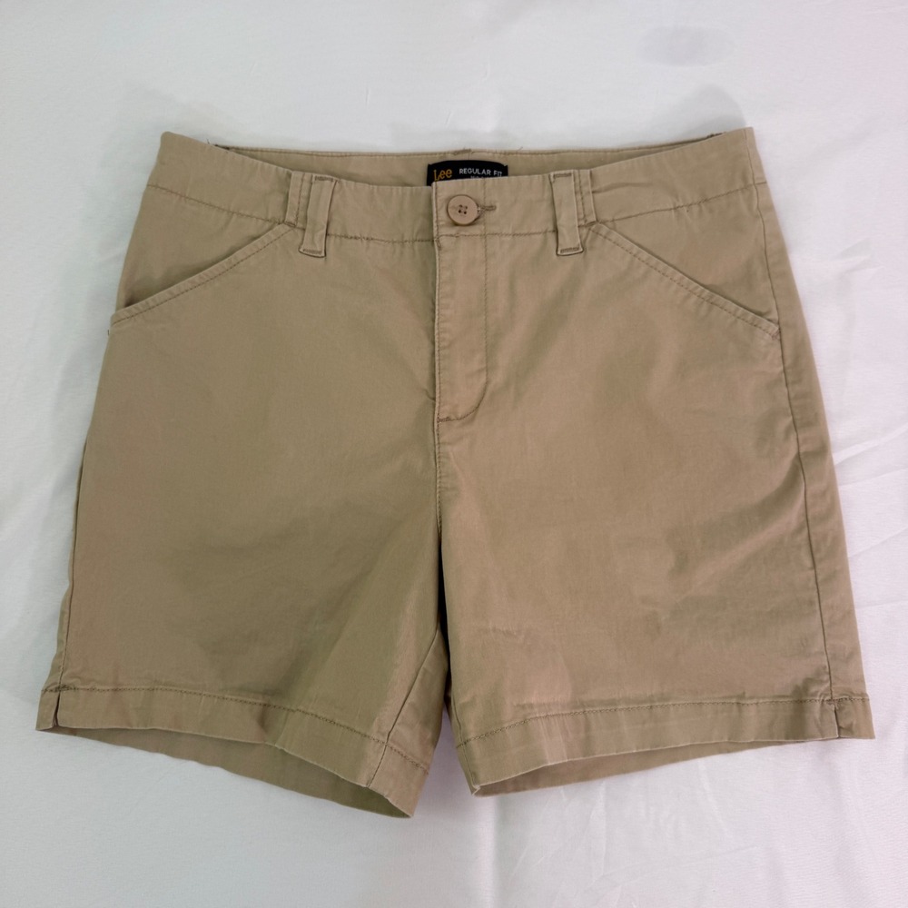 Lee Regular Fit Mid Rise Khaki Chino Shorts Tan 4622024 Size 10 Medium